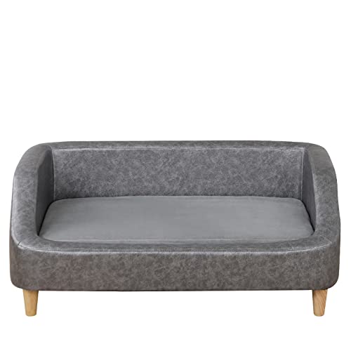 Large Dog Couch with Wearproof Fabric and Wooden Frame