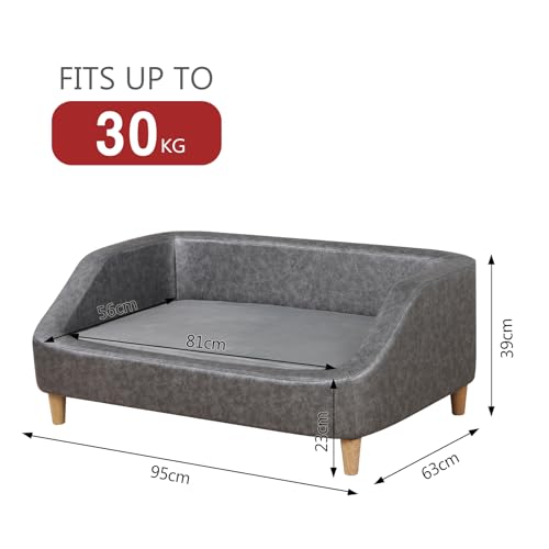 Large Dog Couch with Wearproof Fabric and Wooden Frame