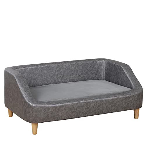 Large Dog Couch with Wearproof Fabric and Wooden Frame