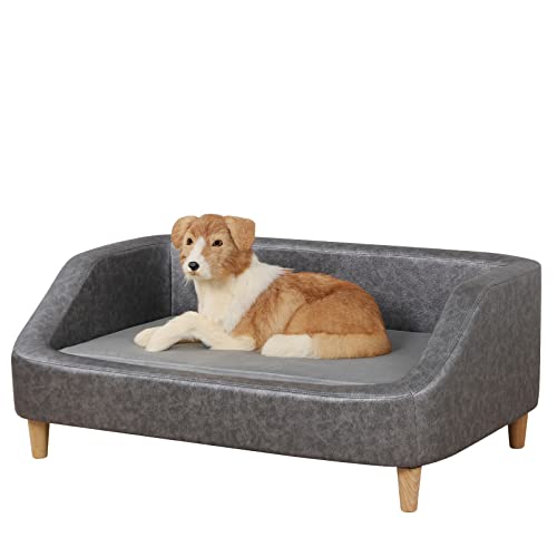 Large Dog Couch with Wearproof Fabric and Wooden Frame