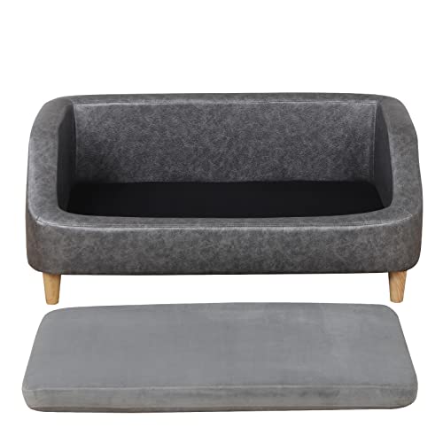 Large Dog Couch with Wearproof Fabric and Wooden Frame