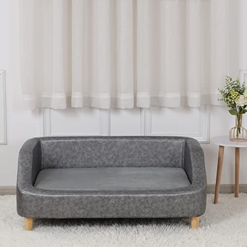 Large Dog Couch with Wearproof Fabric and Wooden Frame