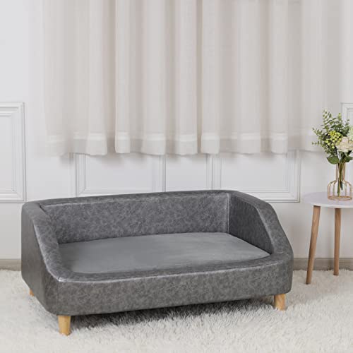 Large Dog Couch with Wearproof Fabric and Wooden Frame