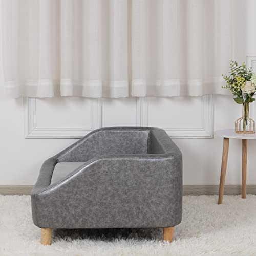 Large Dog Couch with Wearproof Fabric and Wooden Frame