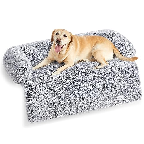 FluffyHug Dog Sofa Bed for Large Dogs, Grey Ombré