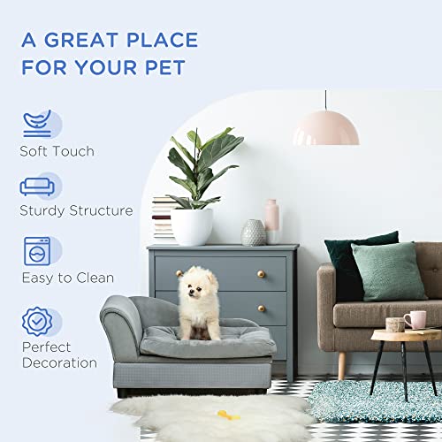 PawHut Dog Sofa with Storage - Light Grey