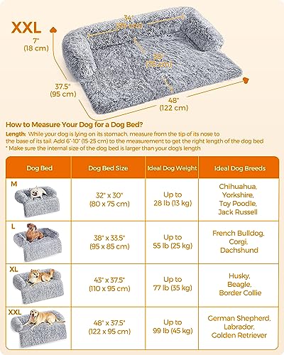 FluffyHug Dog Sofa Bed for Large Dogs, Grey Ombré