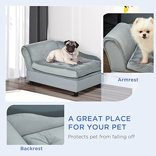 PawHut Dog Sofa with Storage - Light Grey