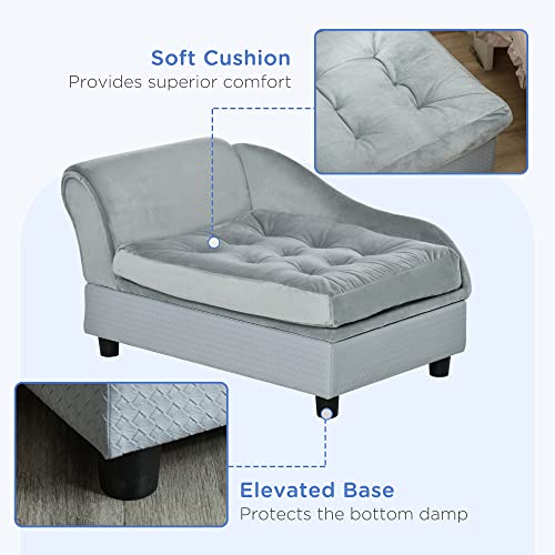 PawHut Dog Sofa with Storage - Light Grey
