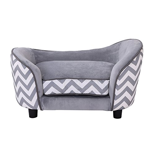 Pawhut Deluxe Plush Fur Pet Sofa Couch (Grey)
