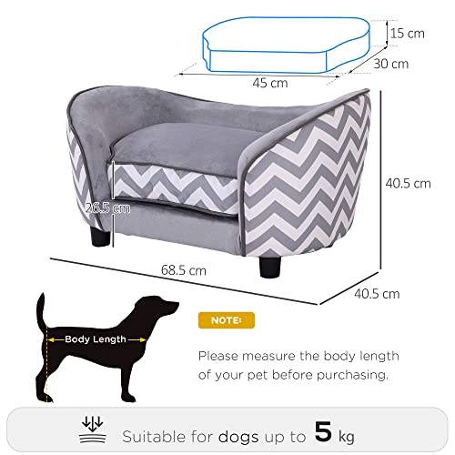 Pawhut Deluxe Plush Fur Pet Sofa Couch (Grey)