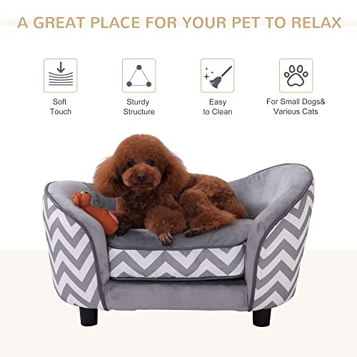 Pawhut Deluxe Plush Fur Pet Sofa Couch (Grey)