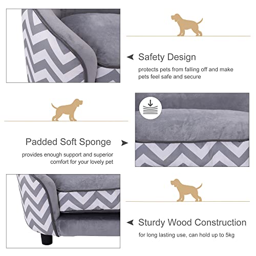 Pawhut Deluxe Plush Fur Pet Sofa Couch (Grey)