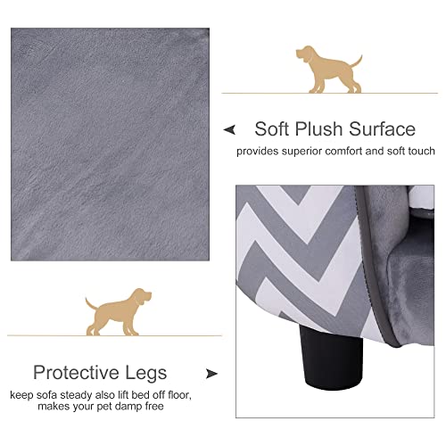 Pawhut Deluxe Plush Fur Pet Sofa Couch (Grey)