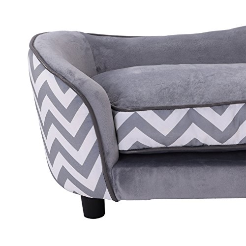 Pawhut Deluxe Plush Fur Pet Sofa Couch (Grey)