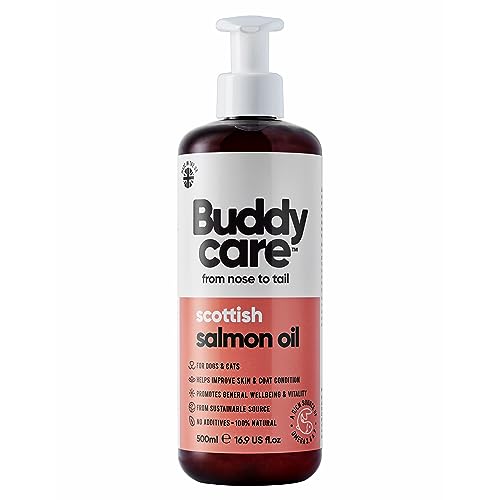 Buddycare Salmon Oil - Natural Supplement for Dogs & Cats - Rich in Omega-3 Fatty Acids for a Healthy Coat and Skin (500ml)