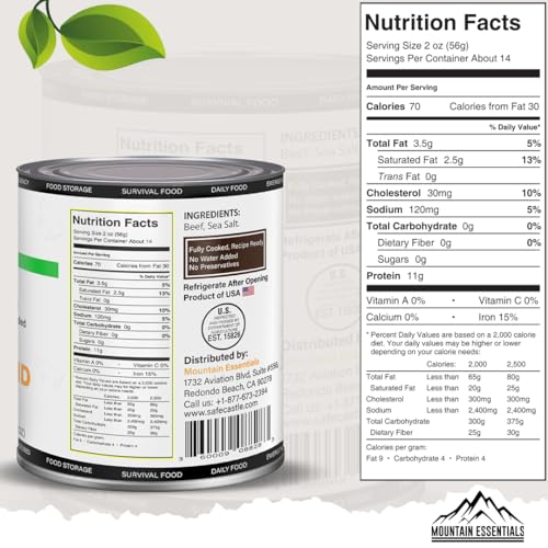 Ground Beef Canned: Ready-to-Eat, No Preservatives - 28oz