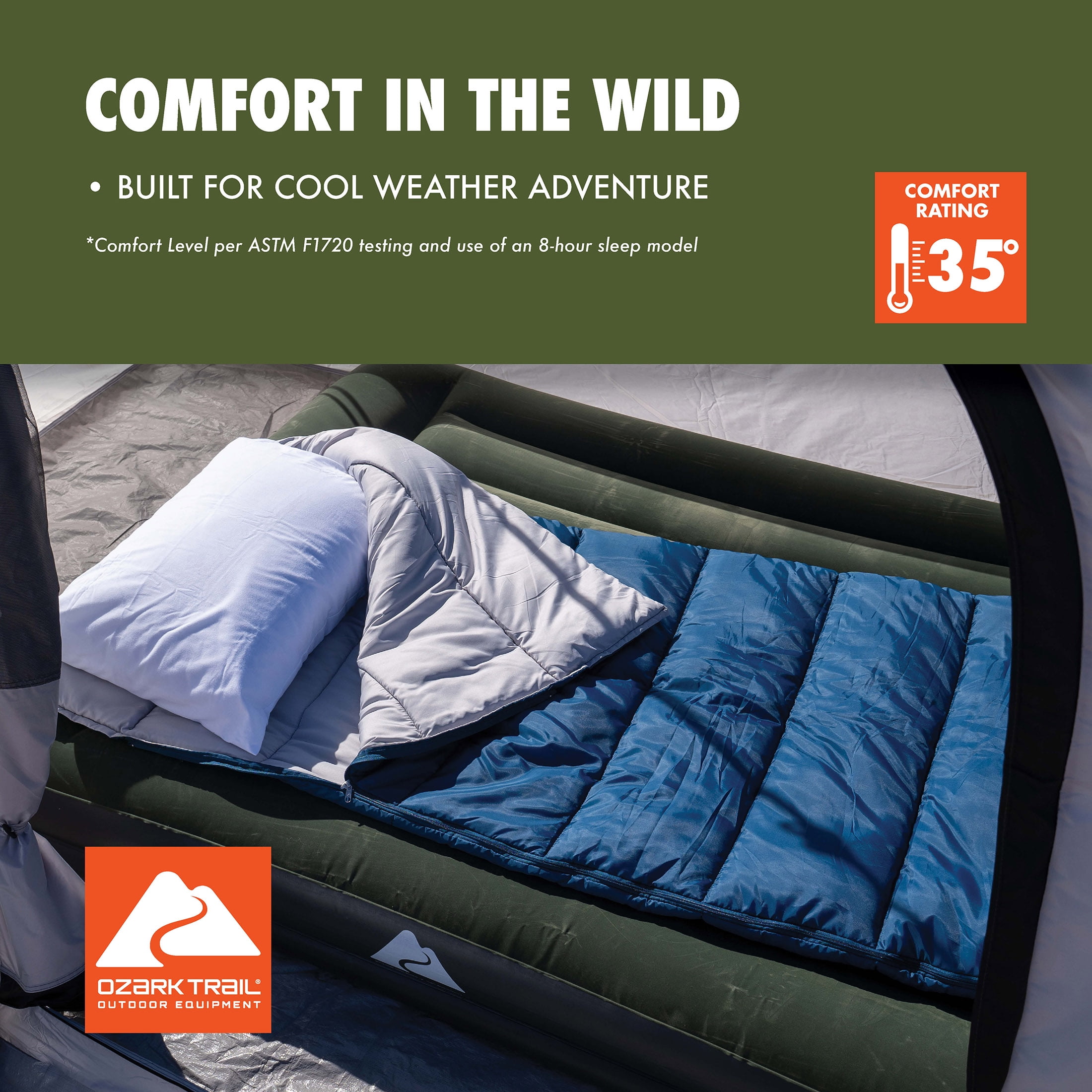 Ozark Trail Cool Weather Sleeping Bag, Blue