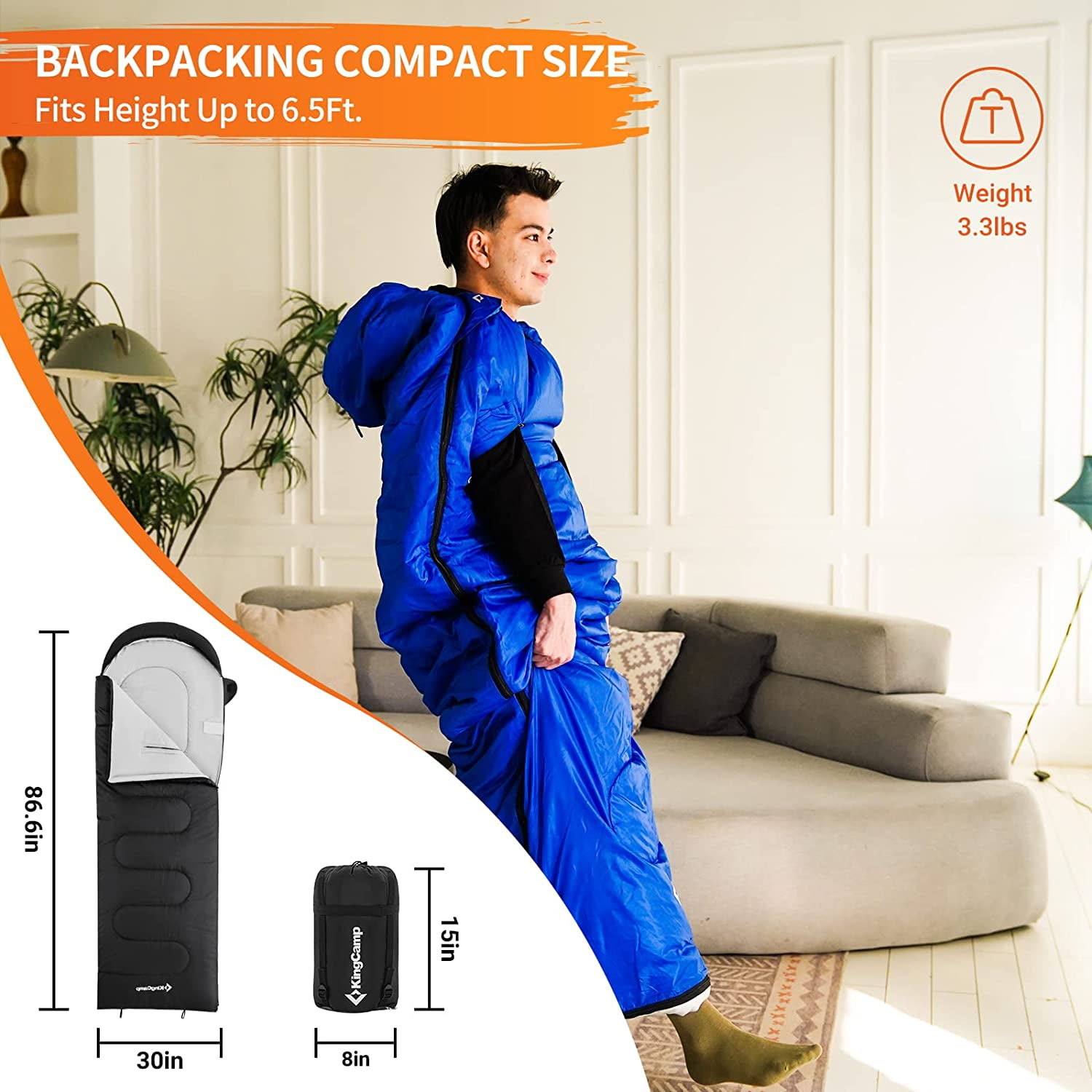 KingCamp Waterproof Lightweight 3 Season Camping Sleeping Bag Adult