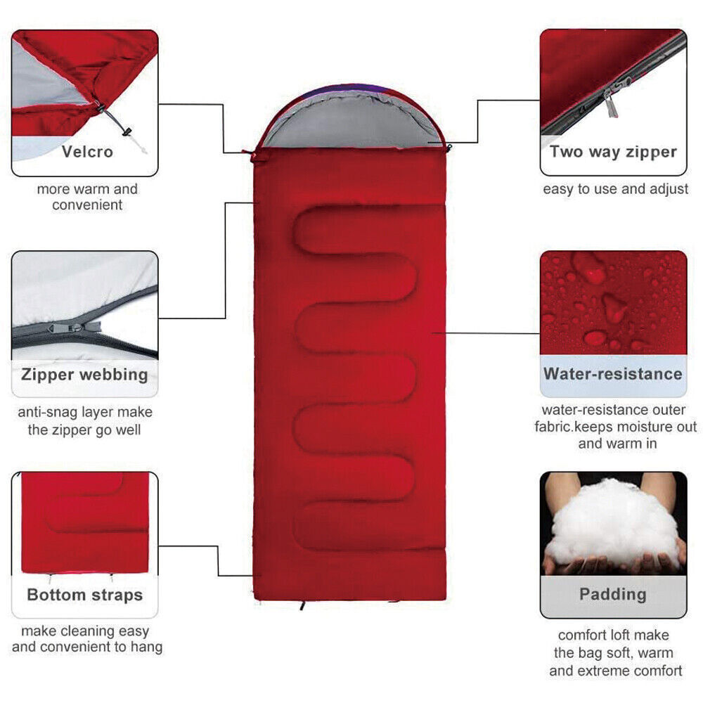 Waterproof Envelope Sleeping Bag for Camping and Hiking