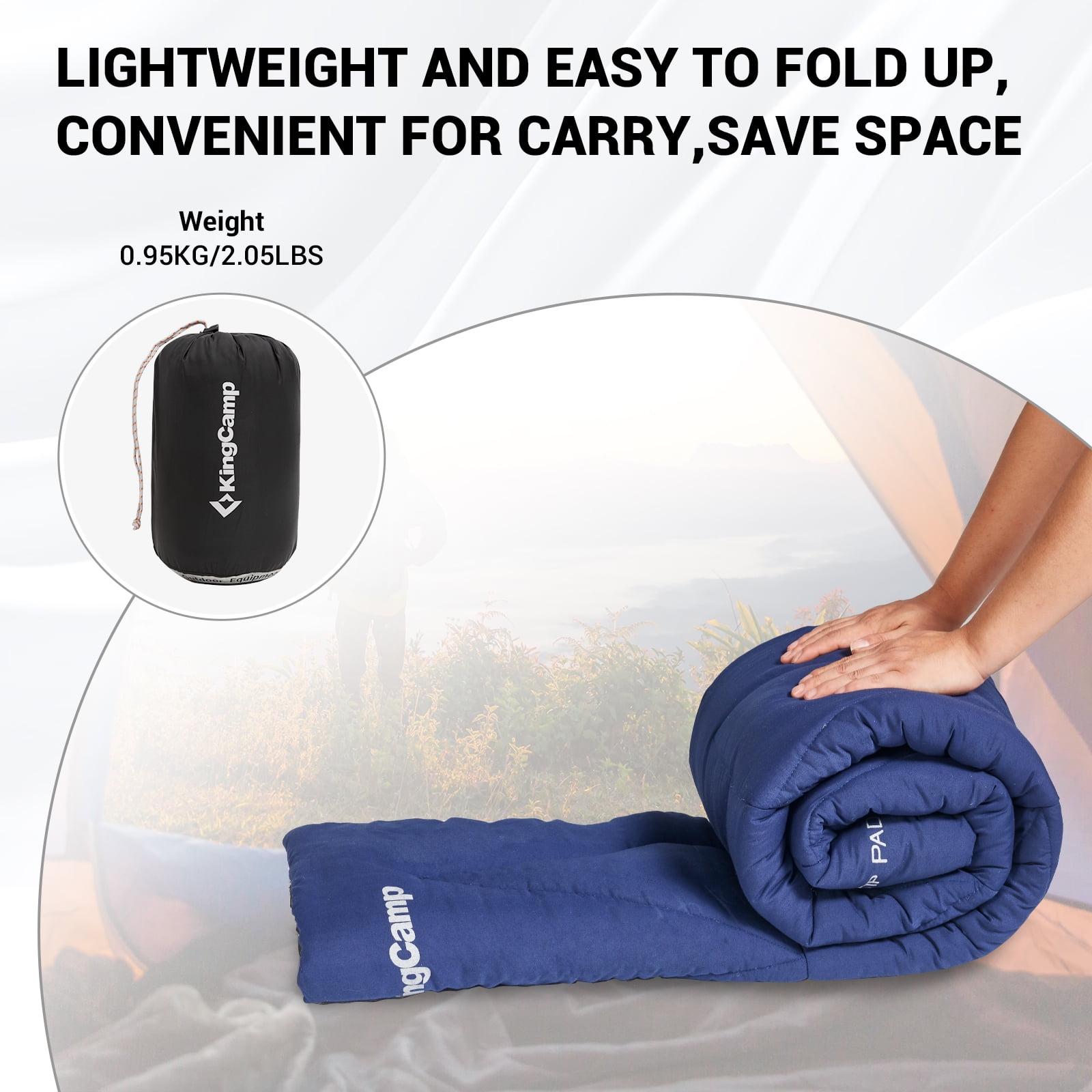 KingCamp Non-Slip Camping Sleeping Pad, Lightweight Navy, 74.8"L x 25.2"W