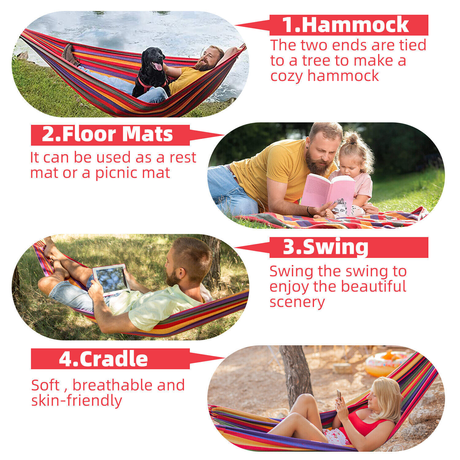 Outdoor Hanging Hammock Chair for 1-2 People