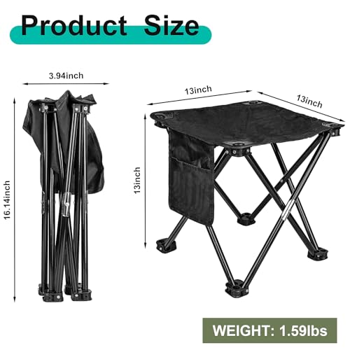 Compact Folding Camping Stool with Side Pocket