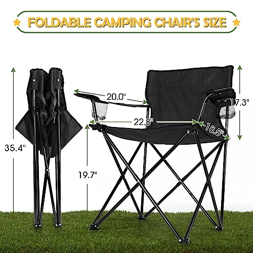 3-Pack Folding Camping Chair Set with Table, Black/Grey