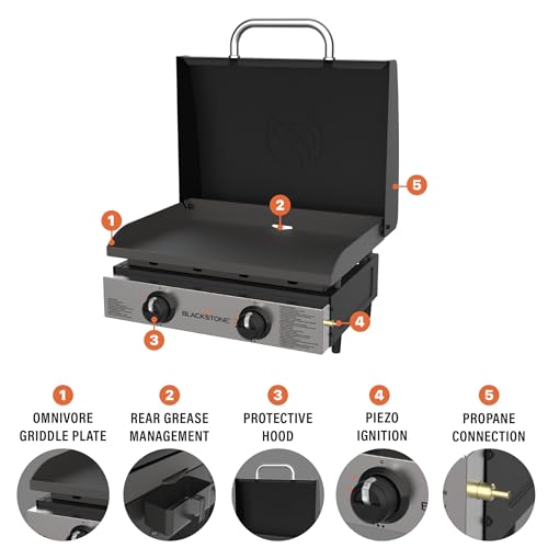 Blackstone 1666 22" Tabletop Griddle, Stainless Steel Faceplate