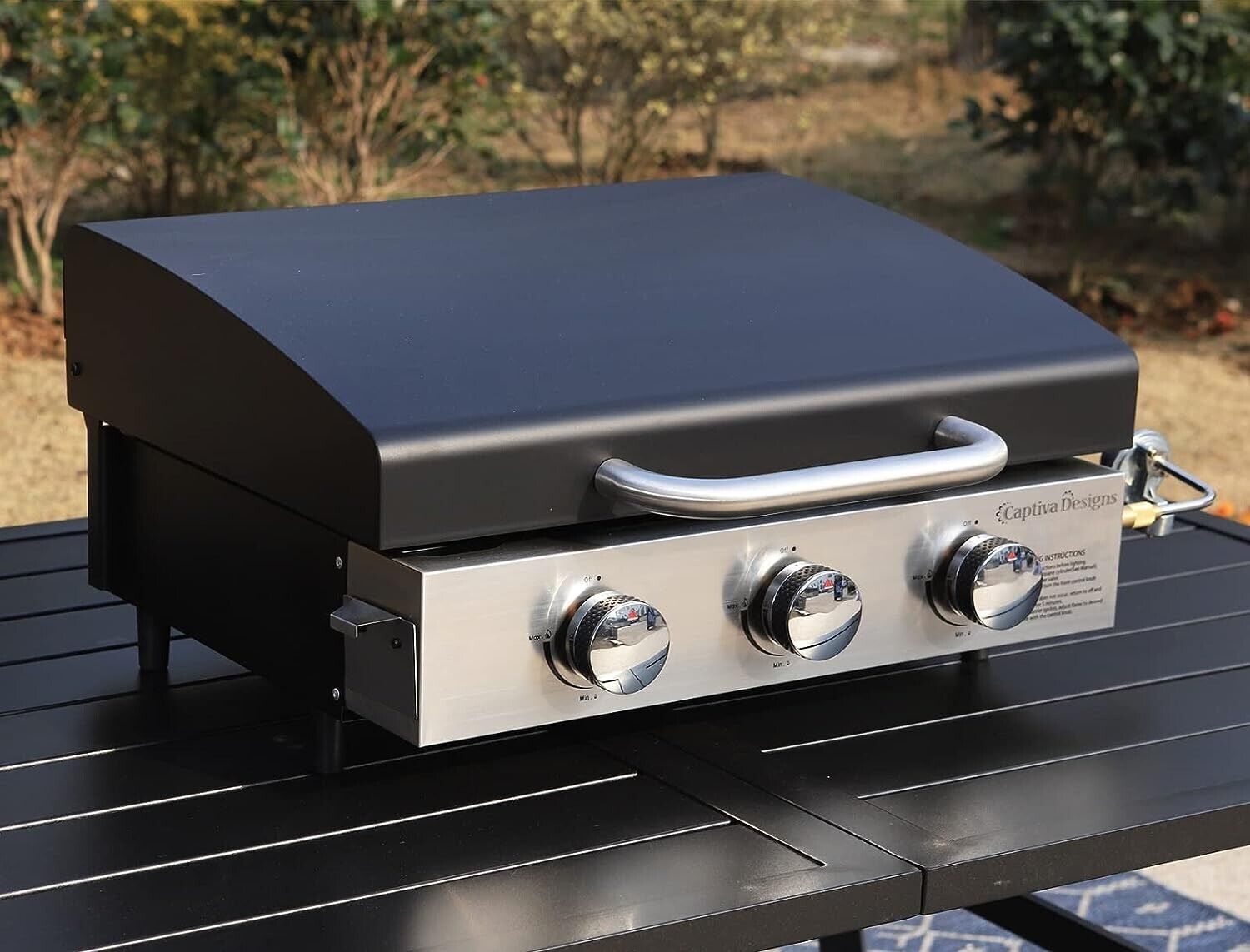 Portable 3-Burner Propane Gas Camping Griddle Flat Grill