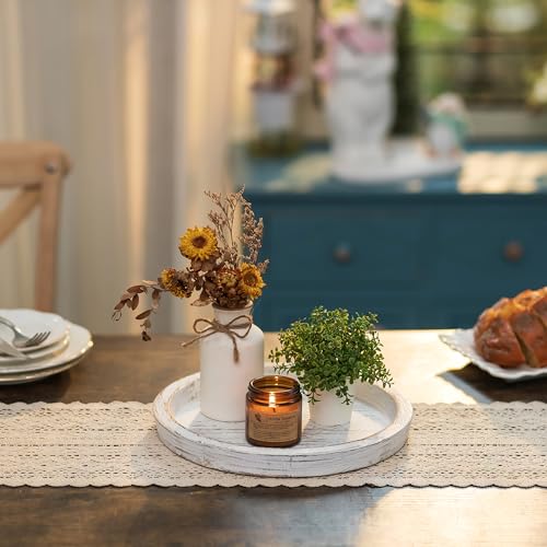 Christmas Candle Plate Holder: Round Wooden Decorative Tray