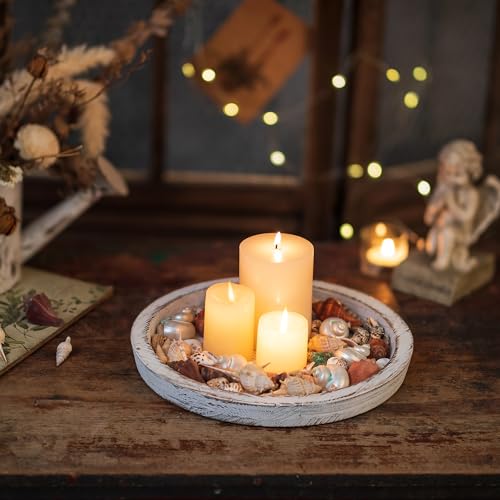 Christmas Candle Plate Holder: Round Wooden Decorative Tray