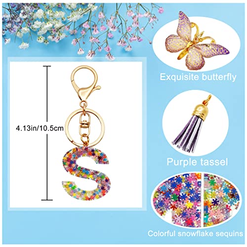 Purple Snow Letter Keychain for Christmas Gifts