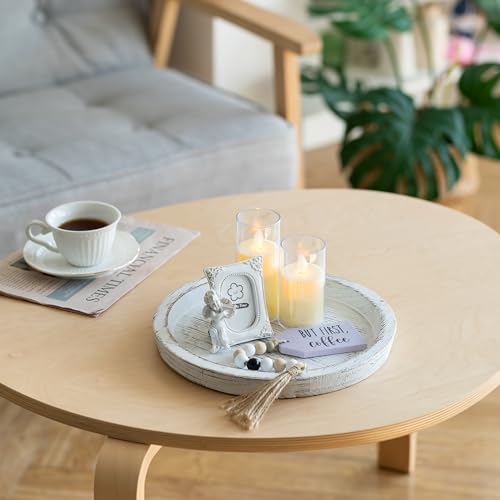 Christmas Candle Plate Holder: Round Wooden Decorative Tray