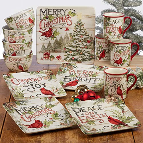 Evergreen 16pc Christmas Dinnerware Set