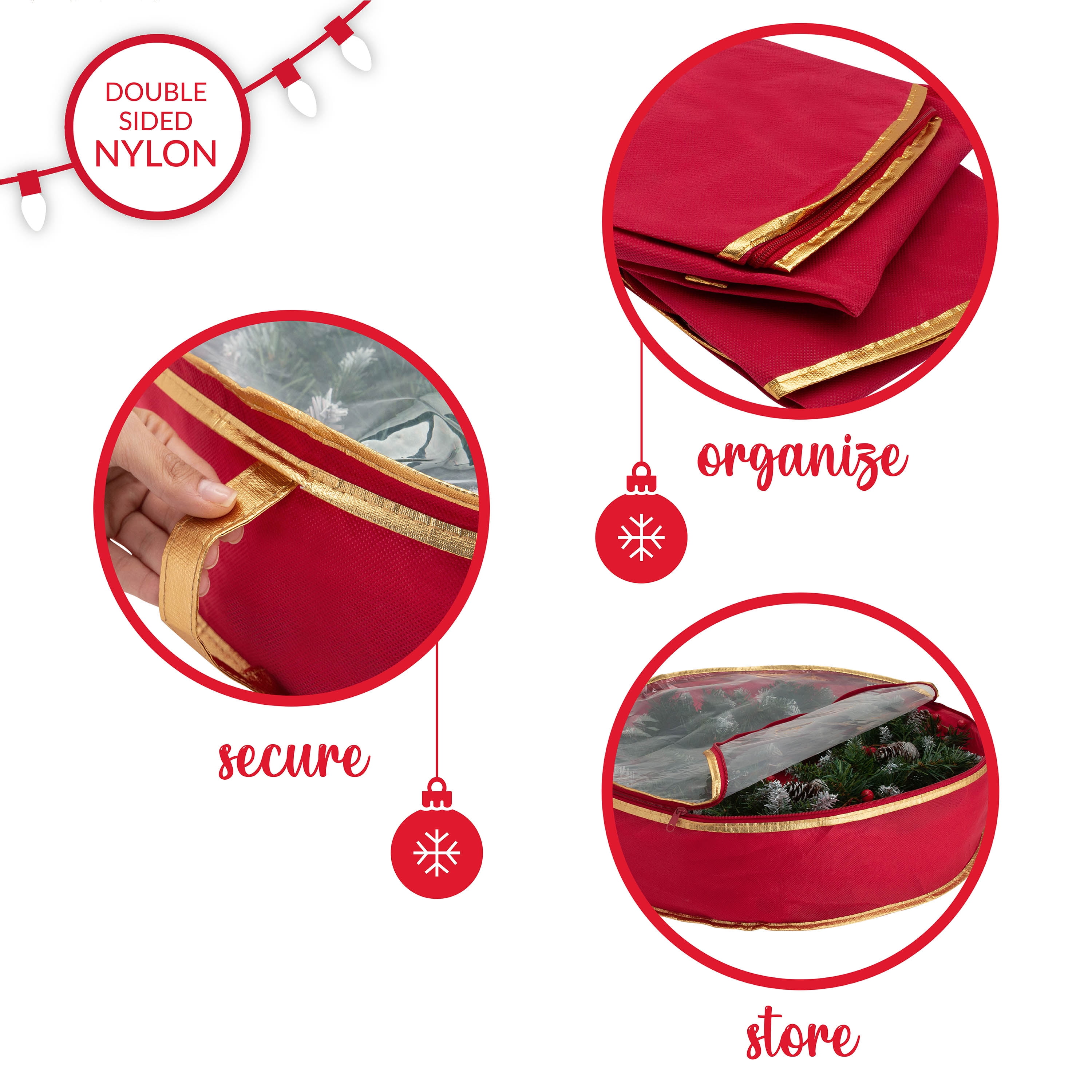 Simplify 2 Pack 30" Christmas Holiday Wreath Bag, Red Nonwoven