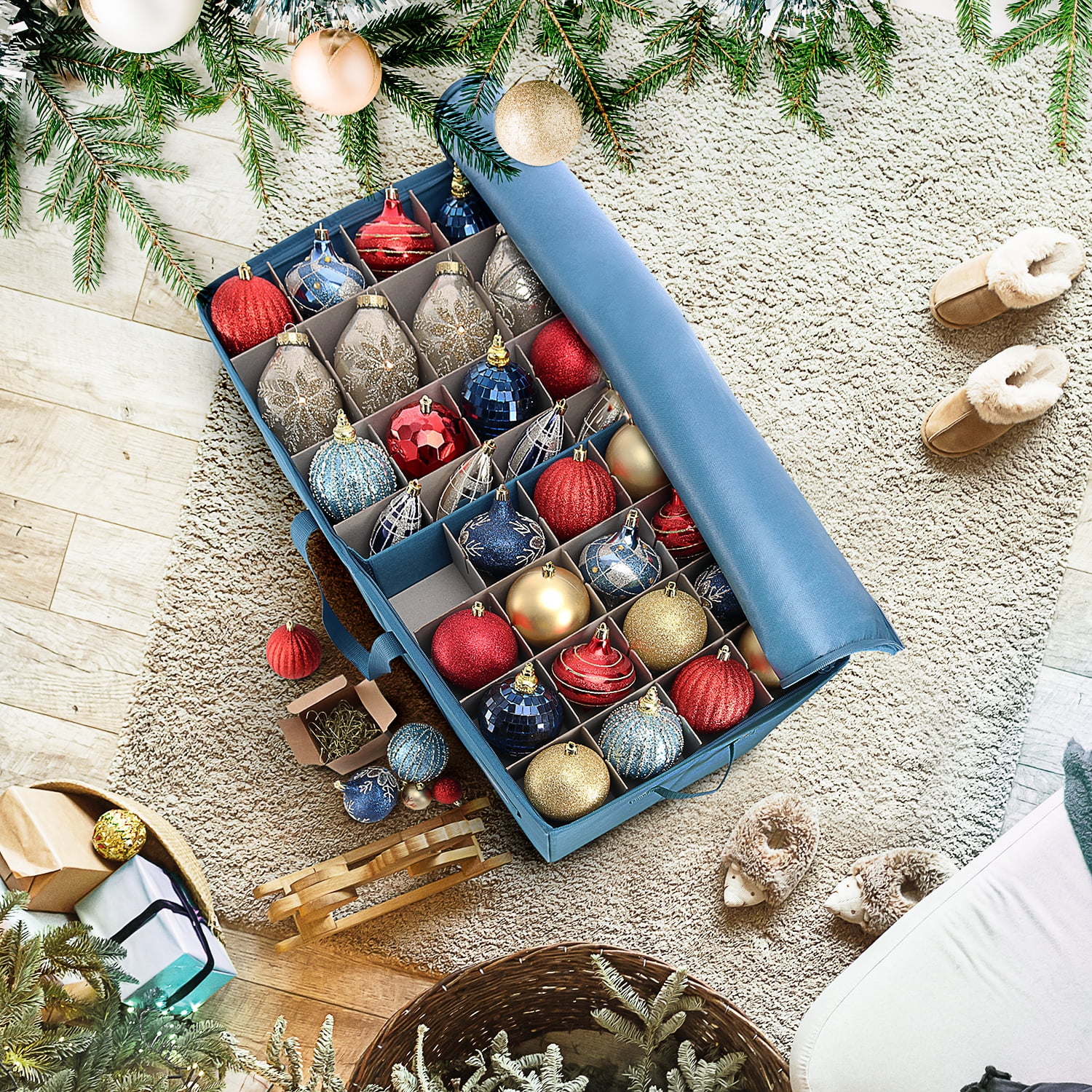 Large Christmas Ornament Storage with Dividers