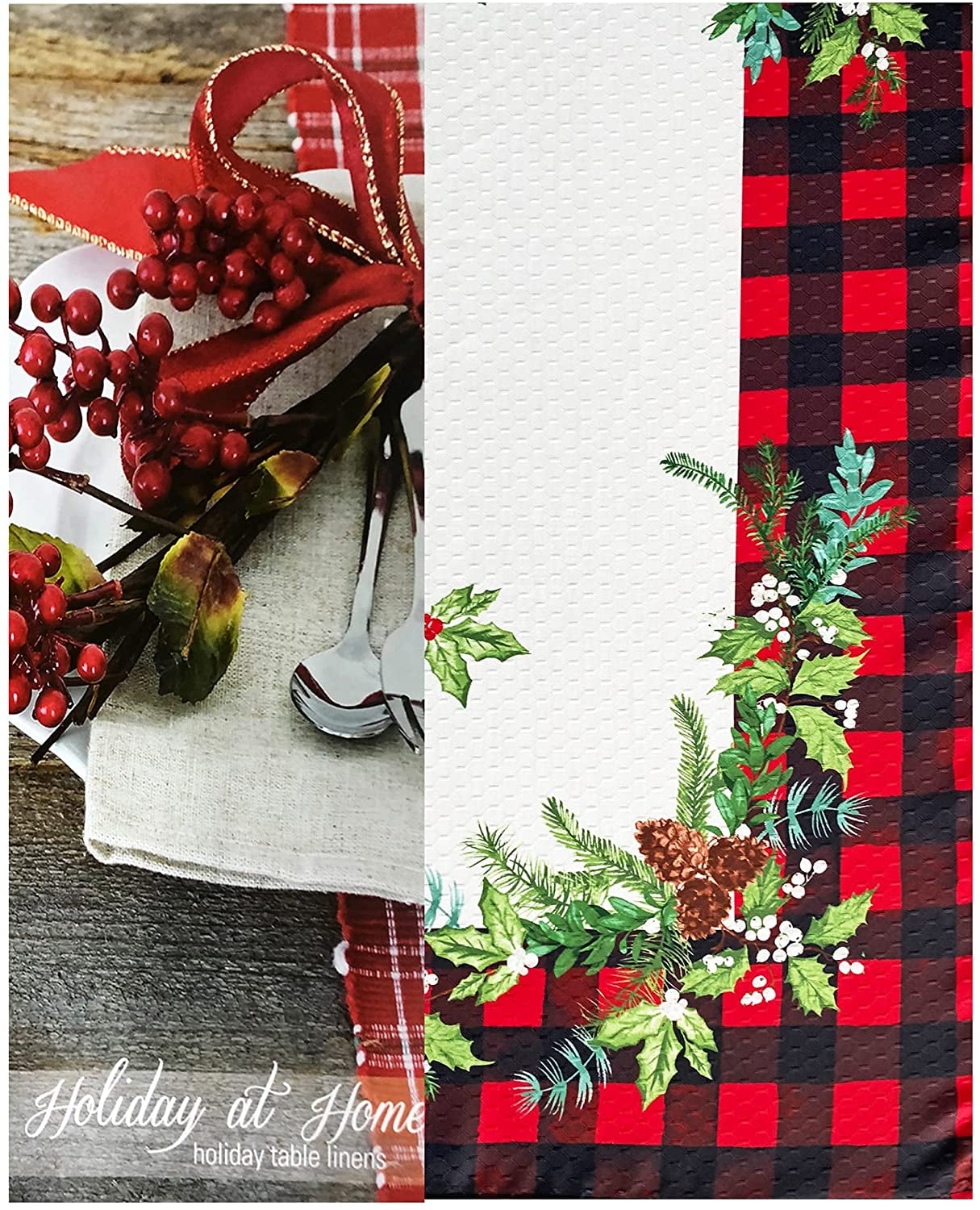 Christmas Placemats Set with Garland Border