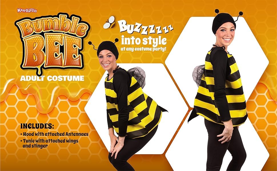 Cute Kangaroo Bumble Bee Adult Costume with Headpiece