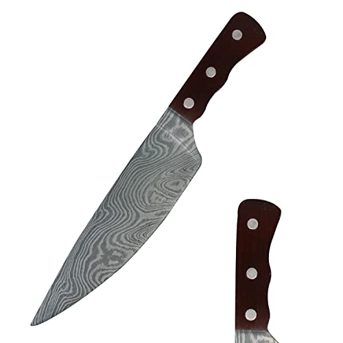 LarpGears Halloween Foam Weapon Fake Knife Brown 12.6 in Damascus Pattern