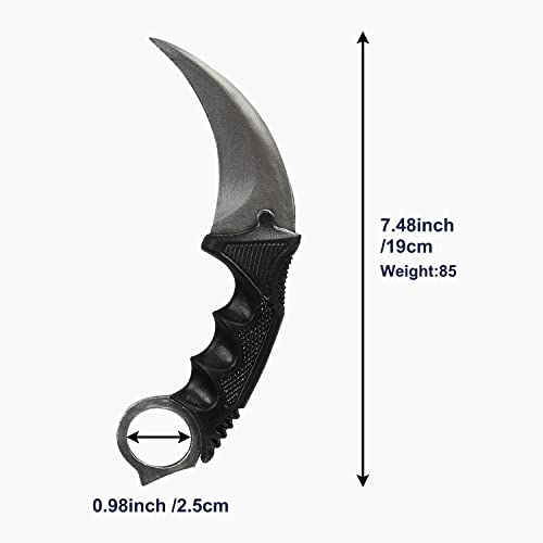 LarpGears Halloween Karambit Foam Rubber Training Fake Kinfe 7.5 inches Martial Arts Safe Practice Knives Trainer Tool (Metal Color)