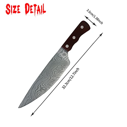 LarpGears Halloween Foam Weapon Fake Knife Brown 12.6 in Damascus Pattern