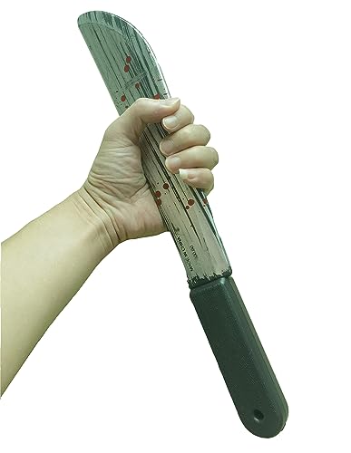 Cooplay Fake Blood Butcher Plastic Knife Cosplay Realistic Horror Plastic Props Toy Prank Friend Funny for Halloween Fools Day Party (Hacking Knife)