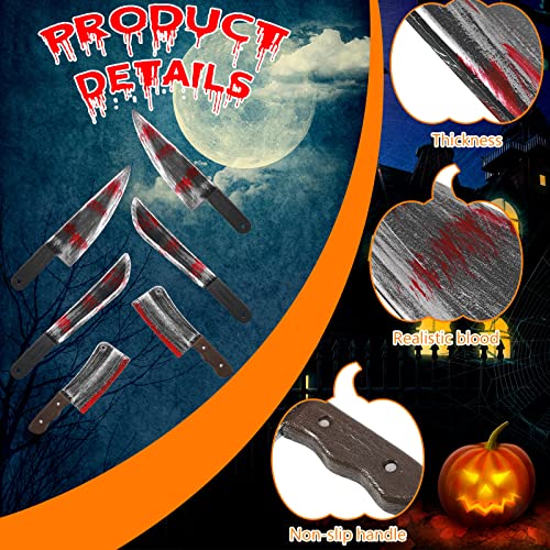 6 Pcs Halloween Knife Plastic Machete Knife Prop Realistic Fake Knife Halloween Knife Toy Cosplay Knives for Cosplay Halloween Party Costume Accessory(Classic Style)