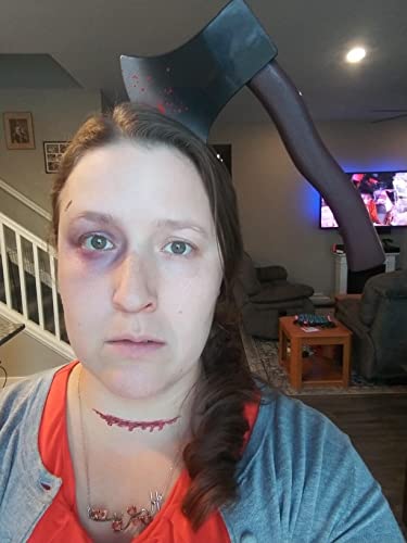 Halloween Costume Scary Weapon Headbands, 4 Packs Rubber Plastic Knife Axe Cleaver and Scissor Through Head, Zombie Accessories Makeup for Teen Men Women Adults Clearance Gifts