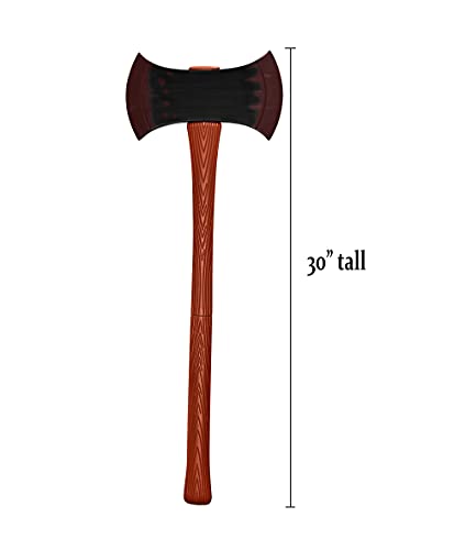 Nicky Bigs Novelties Adult Double Bladed Bloody Plastic 2 Sided Blades Axe Killer Clown Evil Psycho Weapon Cosplay Prop