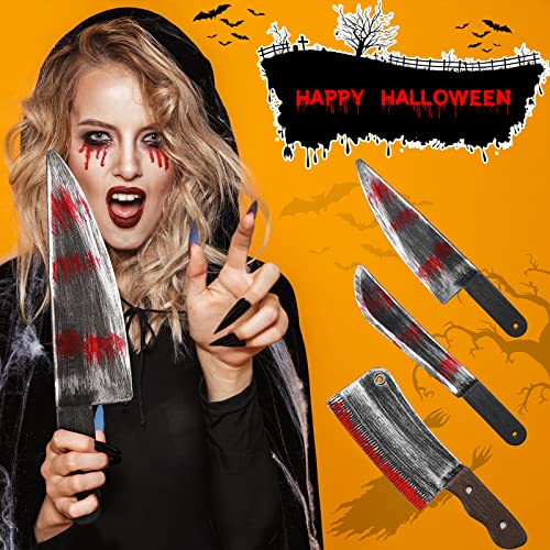 6 Pcs Halloween Knife Plastic Machete Knife Prop Realistic Fake Knife Halloween Knife Toy Cosplay Knives for Cosplay Halloween Party Costume Accessory(Classic Style)