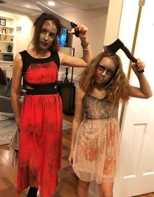 Halloween Costume Scary Weapon Headbands, 4 Packs Rubber Plastic Knife Axe Cleaver and Scissor Through Head, Zombie Accessories Makeup for Teen Men Women Adults Clearance Gifts