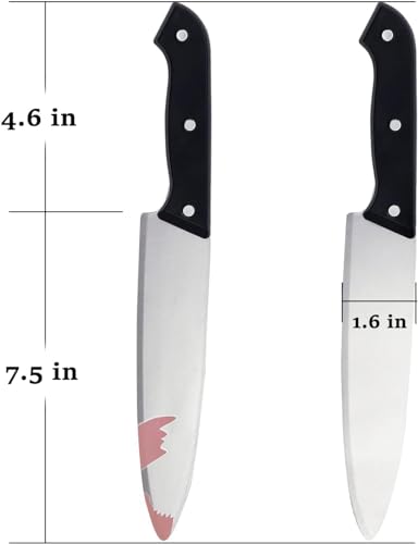 JPXH 2 Pack Classic Prop Fake Knife Halloween Toy Blood Knife