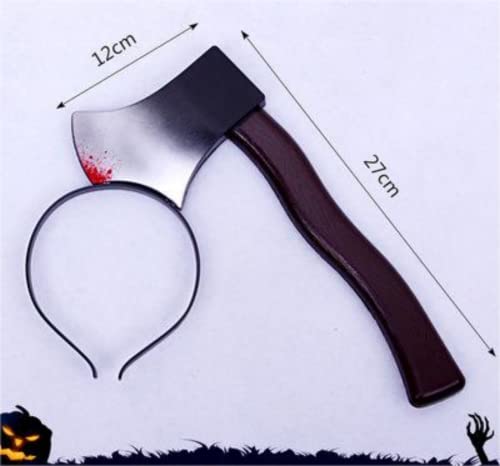 Halloween Costume Scary Weapon Headbands, 4 Packs Rubber Plastic Knife Axe Cleaver and Scissor Through Head, Zombie Accessories Makeup for Teen Men Women Adults Clearance Gifts
